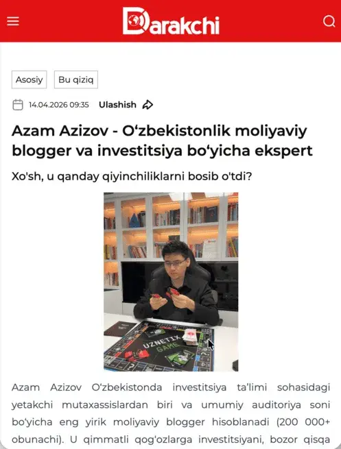Darakchi нашридаги Uznetix ҳақидаги материал скриншоти